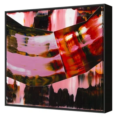 Grand Image Home Holding Hands By Elyce Abrams - Floater Frame Print On Canvas In Black;white;red;pink