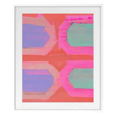 Grand Image Home House Down By Liz Rundorff Smith - Single Picture Frame Print On Paper In Green;pink;orange;purple