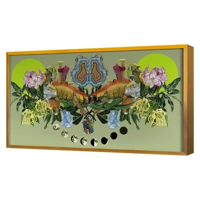Grand Image Home Iguanas By Thicket Design - Single Picture Frame Print On Paper In Gold Framed