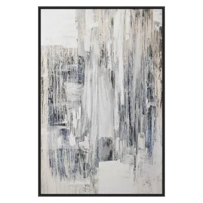 Grand Image Home Indigo Rain 1 By Lori Dubois - Floater Frame Print On Canvas In Black Framed