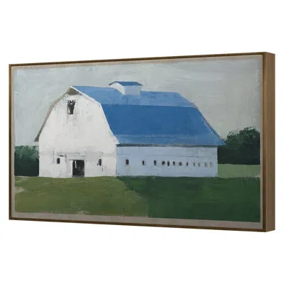 Grand Image Home Lonely Barn 2 By Pc Ngo - Single Picture Frame Print On Canvas In Blue;white;green