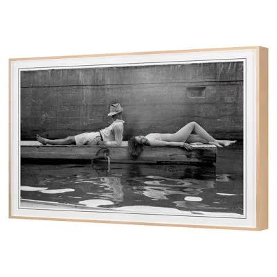 Grand Image Home Lounging Couple By Grand Archives - Single Picture Frame Print On Paper In Maple Framed