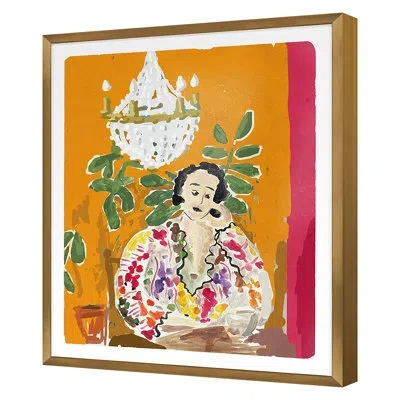 Grand Image Home Madeline Orange By Dana Gibson - Single Picture Frame Painting In Gold