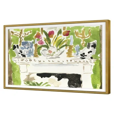 Grand Image Home Mantle By Dana Gibson - Single Picture Frame Painting On Paper In Gold