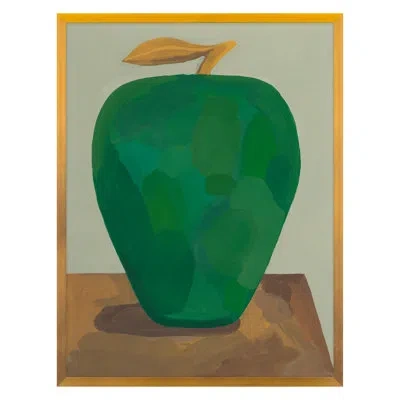 Grand Image Home Marble Apple By Michael Doyle - Single Picture Frame Print On Canvas In Brown;green;yellow;teal