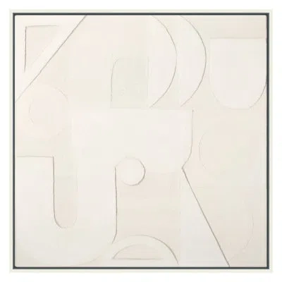 Grand Image Home Marble By Shana Blakley - Floater Frame Print On Canvas In White;beige