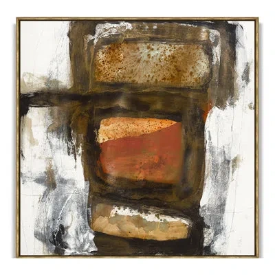 Grand Image Home Match Box 1 By Maeve Harris - Floater Frame Print On Canvas In Black;brown;white;orange;gold