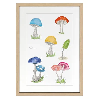 Grand Image Home Mushrooms 2 By Dana Gibson - Single Picture Frame Painting In Nordic Oak