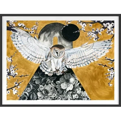 Grand Image Home Owl By Thicket Design - Picture Frame Painting In White;gray;beige;gold