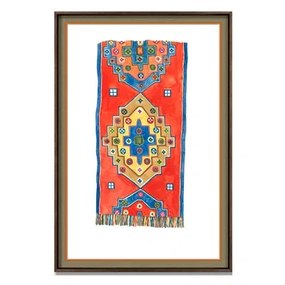 Grand Image Home Patterned Rug 3 By Marie Lawyer - Single Picture Frame Print On Paper In Blue;yellow;orange