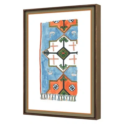 Grand Image Home Patterned Rug 4 By Marie Lawyer - Single Picture Frame Print On Paper In Blue;yellow;orange