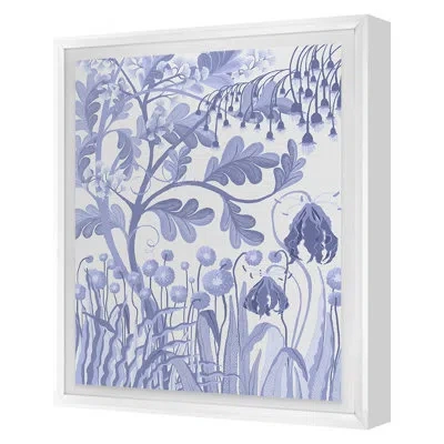 Grand Image Home Peculiar Blooms 6 By Victoria Neiman - Single Picture Frame Print In Blue;white