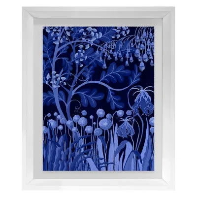 Grand Image Home Peculiar Blooms 8 By Victoria Neiman - Single Picture Frame Print In Blue;black