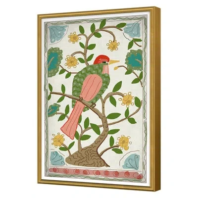 Grand Image Home Pink Throated Thrush By Dana Gibson - Single Picture Frame Painting On Paper In Gold