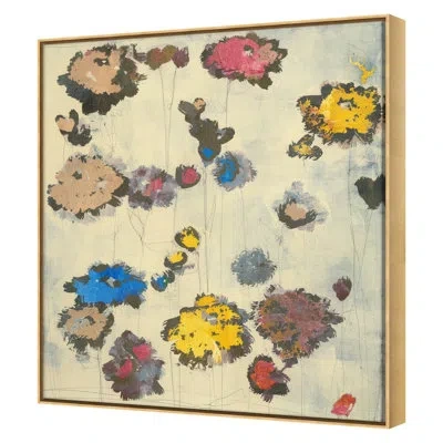 Grand Image Home Pop Flowers 1 By Maeve Harris - Floater Frame Print On Canvas In Gold Framed