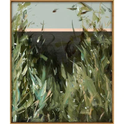 Grand Image Home Promises Lightly By Lesley Frenz - Floater Frame Painting On Canvas In Blue;black;brown;green;pink