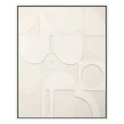 Grand Image Home Silk By Shana Blakley - Floater Frame Print On Canvas In White;beige