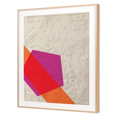 Grand Image Home Spring 2019 Graphic Map 5 Framed On Paper By The Studio Print In Green;beige;pink