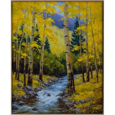 Grand Image Home St. Elmo Stream By Sallie K. Smith - Painting On Canvas In Blue;green;yellow