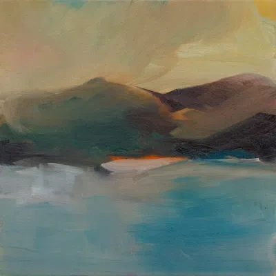 Grand Image Home Summer 2022 Whispering Light Framed On Canvas By Michelle Abrams Set In Gold Single Picture Framed