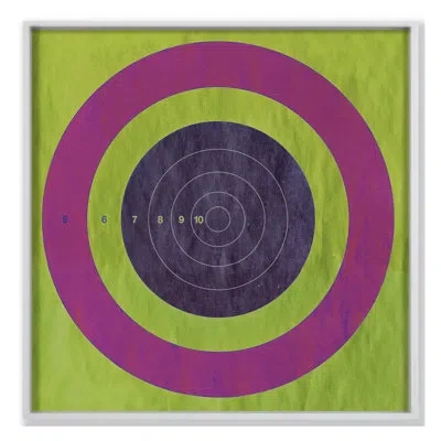 Grand Image Home Target Green Pink By Chris Dunker - Floater Frame On Canvas In Green;pink;purple
