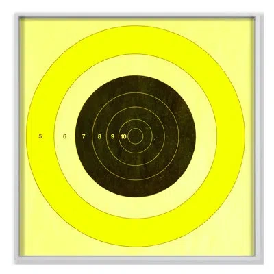 Grand Image Home Target Yellow Black V2 By Chris Dunker - Floater Frame On Canvas In Black;yellow