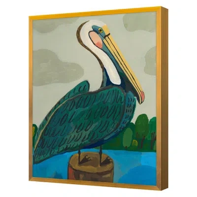 Grand Image Home The Pelican By Michael Doyle - Single Picture Frame Print On Canvas In Blue;brown;green;gray;yellow;teal
