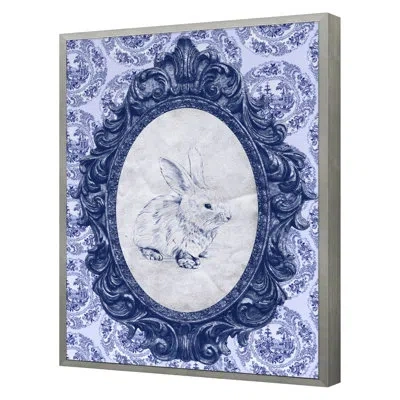 Grand Image Home Toile Bunny By The Studio - Single Picture Frame Print In Silver Framed