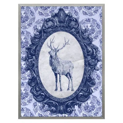 Grand Image Home Toile Elk By The Studio - Single Picture Frame Print In Silver Framed