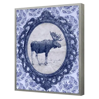 Grand Image Home Toile Moose By The Studio - Single Picture Frame Print In Silver Framed