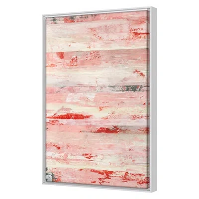 Grand Image Home Trakt 3 By Kyle Goderwis - Floater Frame Print On Canvas In White;gray;yellow;pink