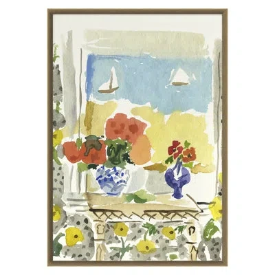 Grand Image Home Traveling Begonias Shoreline By Dana Gibson - Single Picture Frame Print In Oak