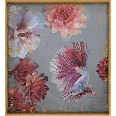 Grand Image Home Underwater Boutique 1 By Sarah Helser - Floater Frame Painting On Canvas In Gray;red;pink;gold