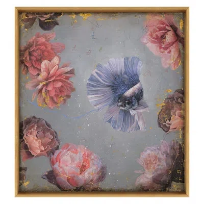 Grand Image Home Underwater Boutique 2 By Sarah Helser - Floater Frame On Canvas In Blue;gray;pink;purple;gold