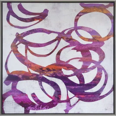 Grand Image Home Untitled By Maeve Harris - Floater Frame Painting On Canvas In Gray;red;purple