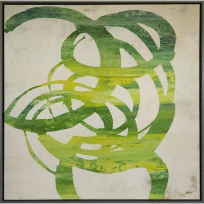 Grand Image Home Untitled By Maeve Harris - Floater Frame Painting On Canvas In Green;beige