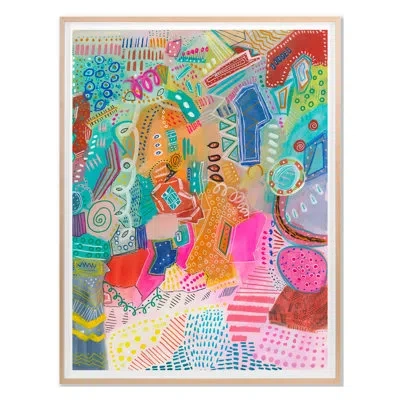Grand Image Home Untitled Framed On Paper By Melanie Biehle Print In Green;yellow;pink