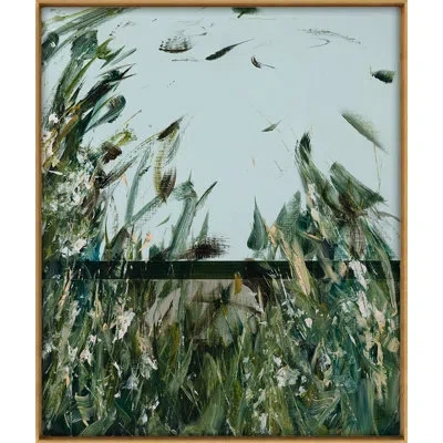 Grand Image Home West Wind Moves By Lesley Frenz - Floater Frame Painting On Canvas In Blue;black;brown;green;beige;pink