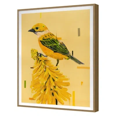 Grand Image Home Yellow Bird By Hoa Hong - Single Picture Frame Print On Paper In Black;green;yellow