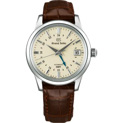 Grand Seiko Elegance Gmt Automatic Men's Watch Sbgm221 In Brown/silver Tone/beige