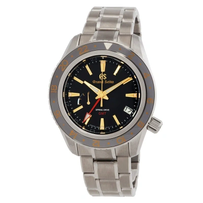Grand Seiko Sport Spring Drive Gmt Automatic Black Dial Men's Watch Sbge215 In Gold