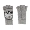 Grand Sierra Women's Convertible Winter Pattern Knit Fingerless Glove To Mitten In Gray