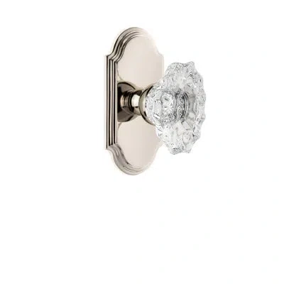 Grandeur Arc Plate Double Dummy With Biarritz Crystal Door Knob In Polished Nickel