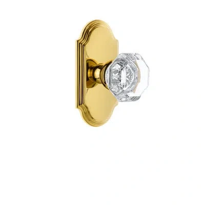 Grandeur Arc Plate Double Dummy With Chambord Crystal Door Knob In Polished Brass