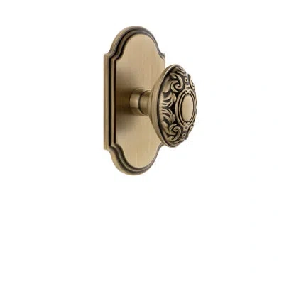 Grandeur Arc Plate Double Dummy With Grande Victorian Door Knob In Vintage Brass