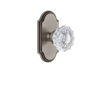 Grandeur Arc Plate Double Dummy With Versailles Crystal Door Knob In Antique Pewter