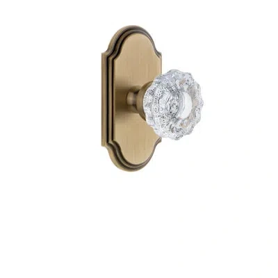 Grandeur Arc Plate Pasage With Versailles Crystal Door Knob In Vintage Brass
