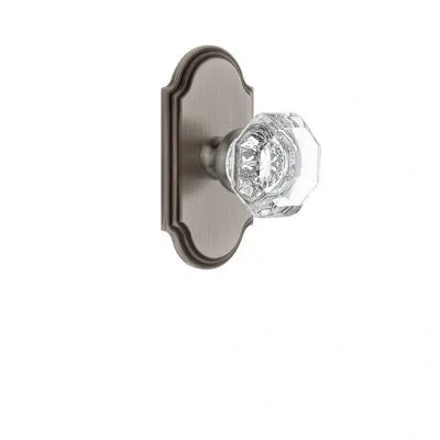 Grandeur Arc Plate Passage With Chambord Crystal Door Knob In Antique Pewter