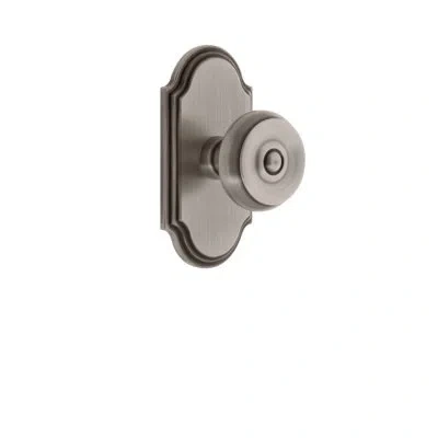 Grandeur Arc Plate Privacy With Bouton Door Knob In Antique Pewter