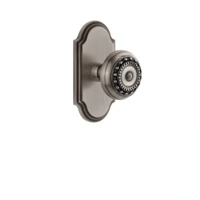 Grandeur Arc Plate Privacy With Parthenon Door Knob In Antique Pewter